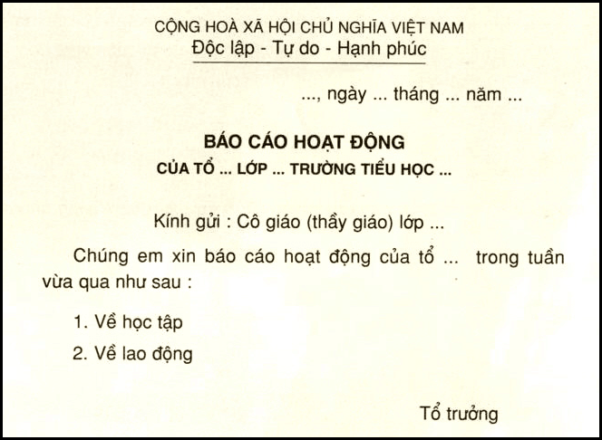 soan bai - tap lam van: bao cao hoat dong - cau hoi