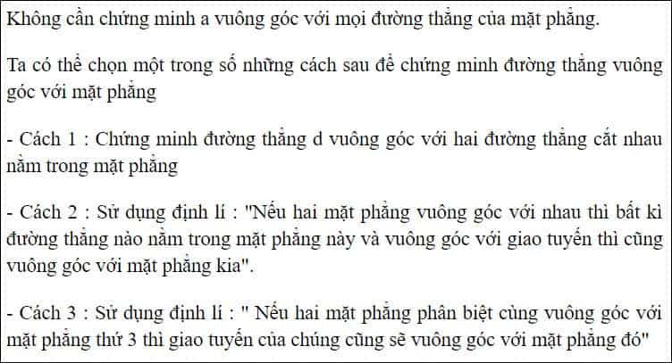 Tra loi cau hoi 4 On tap chuong III trang 120 SGK Toan Hinh hoc lop 11 - Loi giai