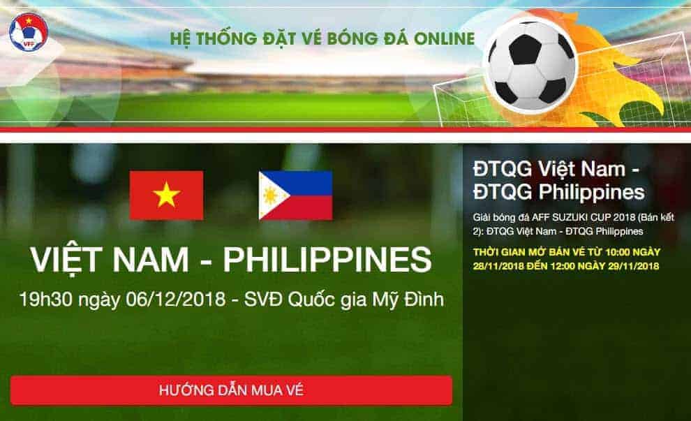 Hướng dẫn mua vé AFF Cup 2018 online trên mạng