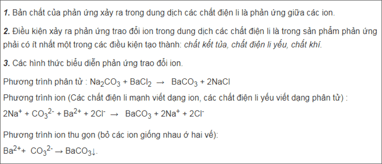 Ly thuyet phan ung trao doi ion trong dung dich cac chat dien li SGK hoa hoc lop 11